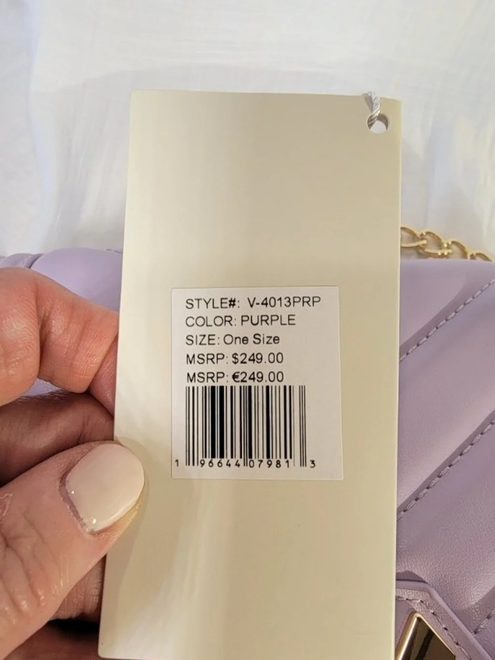 Valentino Orlandi Lavender Quilted Chain Crossbody Bag NWT